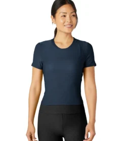 Beyond Yoga Featherweight Peekaboo Cropped Tee