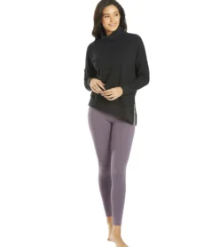 Everyday Yoga Shine Solid Roll Neck Asymmetric Sweatshirt