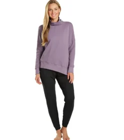 Everyday Yoga Shine Solid Roll Neck Asymmetric Sweatshirt