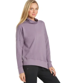 Everyday Yoga Shine Solid Roll Neck Asymmetric Sweatshirt