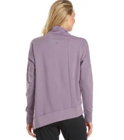 Everyday Yoga Shine Solid Roll Neck Asymmetric Sweatshirt