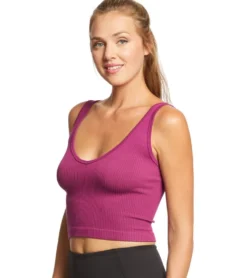 Free People Solid Rib Brami Yoga Crop Top