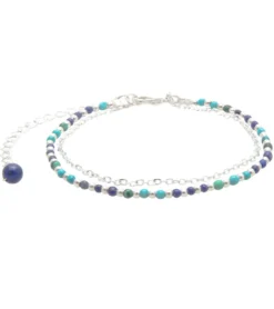 Lotus and Luna Enlightment + Wisdom Turquoise Lapis Lazuli Healing Bracelet