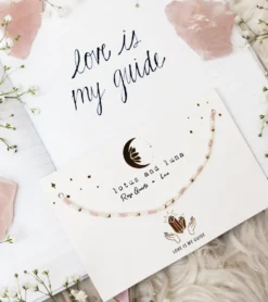 Lotus and Luna "Love is My Guide" Rose Quartz Goddess Necklace