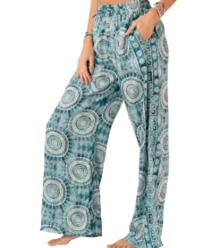 Lotus and Luna Palmetto Point Wide Leg Drawstring Pants