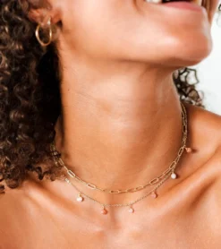 Lotus and Luna Pearl Gold 4mm Dewdrop Necklace