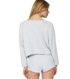 Spiritual Gangster Long Sleeve Drawstring V Neck Top