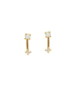 TAI Jewelry Opal Stick Studs with CZ Accents