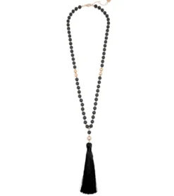 Zenzii Matte Beaded Necklace With Tassel